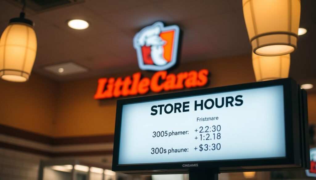 A cozy, well-lit Little Caesars store interior, with a prominent display of the store hours information in the foreground. The hours are clearly visible on a digital display or sign, showcasing the Christmas Eve operating hours. The middle ground features the iconic Little Caesars logo and branding, while the background shows a warm, inviting ambiance with muted tones and subtle lighting, creating a sense of welcoming atmosphere. The overall composition emphasizes the accessibility and transparency of the store hours, making it easy for customers to verify the information they need. A cozy, well-lit Little Caesars store interior, with a prominent display of the store hours information in the foreground. The hours are clearly visible on a digital display or sign, showcasing the Christmas Eve operating hours. The middle ground features the iconic Little Caesars logo and branding, while the background shows a warm, inviting ambiance with muted tones and subtle lighting, creating a sense of welcoming atmosphere. The overall composition emphasizes the accessibility and transparency of the store hours, making it easy for customers to verify the information they need.